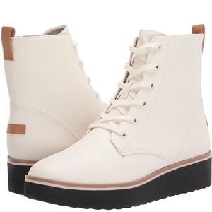 Dr Scholls mid-calf lace up faux leather boots